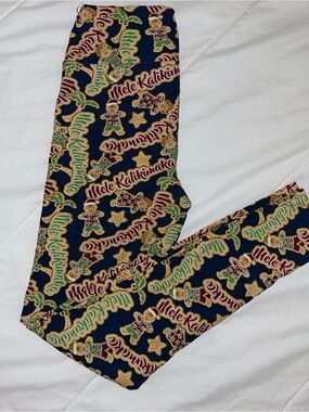 LuLaRoe Navy Holiday 'Mele Kalikimaka' Print Leggings